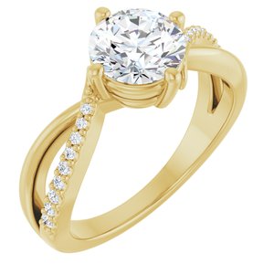 10K Yellow Gold 7 mm Round Ring Mounting