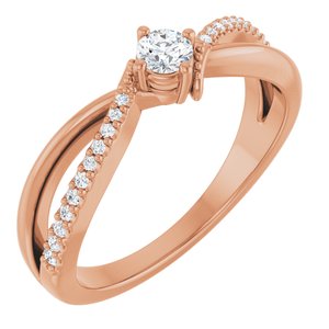 14K Rose Gold 3.2 mm Round Ring Mounting