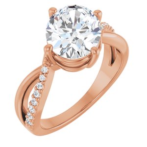 18K Rose Gold 10x8 mm Oval Ring Mounting
