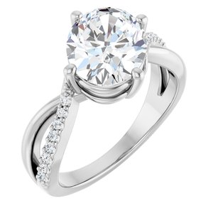 14K X1 White Gold 10x8 mm Oval Ring Mounting