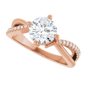 14K Rose Gold 7 mm Round Ring Mounting – image 8