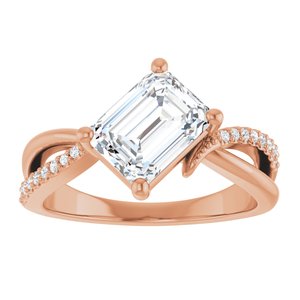 10K Rose Gold 8x6 mm Emerald Ring Mounting – image 5