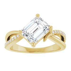 18K Yellow Gold 8x6 mm Emerald Ring Mounting – image 5