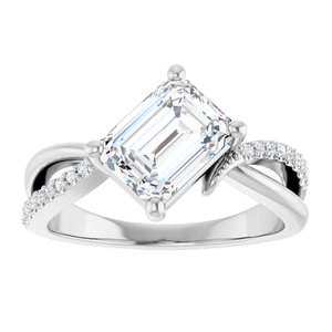 10K White Gold 8x6 mm Emerald Ring Mounting – image 5
