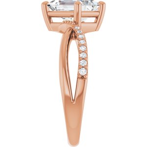 10K Rose Gold 8x6 mm Emerald Ring Mounting – image 7