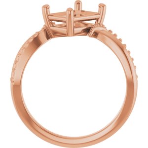 10K Rose Gold 8x6 mm Emerald Ring Mounting – image 4