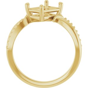 18K Yellow Gold 8x6 mm Emerald Ring Mounting – image 4