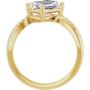 14K Yellow Gold 8x6 mm Emerald Ring Mounting – image 3