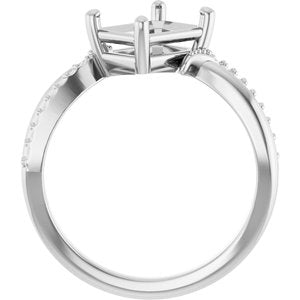 14K X1 White Gold 8x6 mm Emerald Ring Mounting – image 4