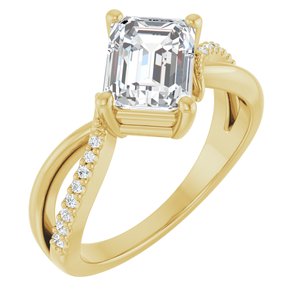 18K Yellow Gold 8x6 mm Emerald Ring Mounting
