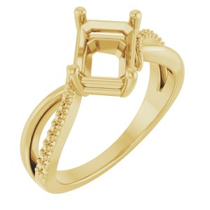 18K Yellow Gold 8x6 mm Emerald Ring Mounting – image 2