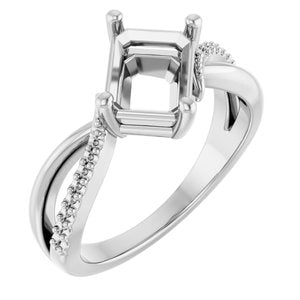 Platinum 8x6 mm Emerald Ring Mounting – image 2