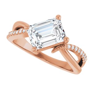 10K Rose Gold 8x6 mm Emerald Ring Mounting – image 8