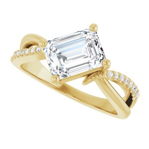 10K Yellow Gold 8x6 mm Emerald Ring Mounting – image 8