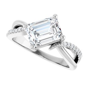 10K White Gold 8x6 mm Emerald Ring Mounting – image 8
