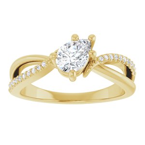 10K Yellow Gold 6.5x4.5 mm Pear Ring Mounting – image 5