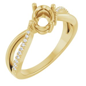 14K Yellow Gold 7x5 mm Oval .08 CTW Lab-Grown Diamond Semi-Set Ring – image 2