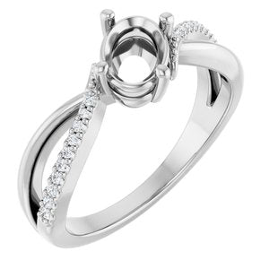 Platinum 7x5 mm Oval .08 CTW Lab-Grown Diamond Semi-Set Ring – image 2