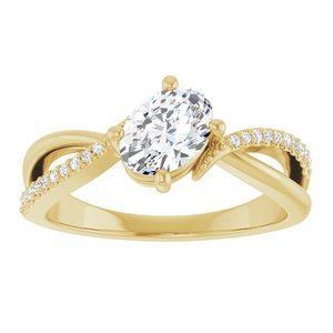14K Yellow Gold 7x5 mm Oval .08 CTW Natural Diamond Semi-Set Ring – image 5