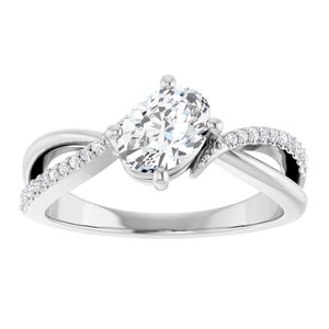 Platinum 7x5 mm Oval .08 CTW Natural Diamond Semi-Set Ring – image 5