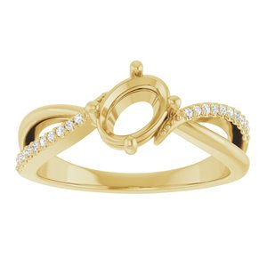 14K Yellow Gold 7x5 mm Oval .08 CTW Natural Diamond Semi-Set Ring – image 6