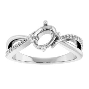 10K White Gold 7x5 mm Oval Ring Mounting – image 6