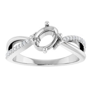 Sterling Silver 7x5 mm Oval .08 CTW Lab-Grown Diamond Semi-Set Ring – image 6
