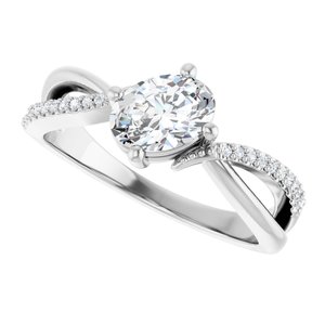 Platinum 7x5 mm Oval .08 CTW Lab-Grown Diamond Semi-Set Ring – image 8