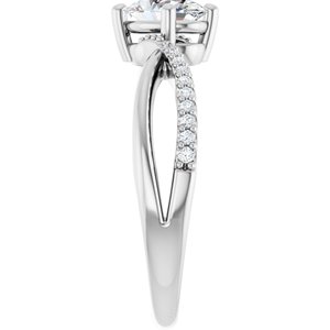 Platinum 7x5 mm Oval .08 CTW Natural Diamond Semi-Set Ring – image 7
