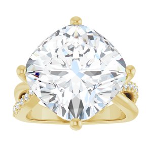 10K Yellow Gold 14x14 mm Cushion Ring Mounting – image 5