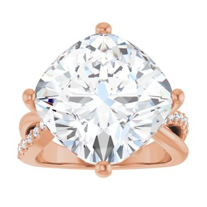 14K Rose Gold 14x14 mm Cushion Ring Mounting – image 5