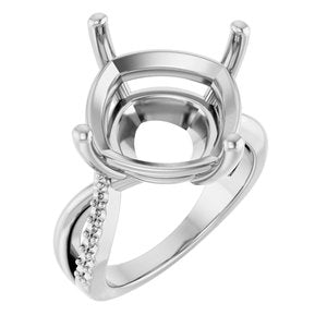 14K X1 White Gold 14x14 mm Cushion Ring Mounting – image 2