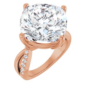 18K Rose Gold 14x14 mm Cushion Ring Mounting