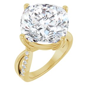14K Yellow Gold 14x14 mm Cushion Ring Mounting