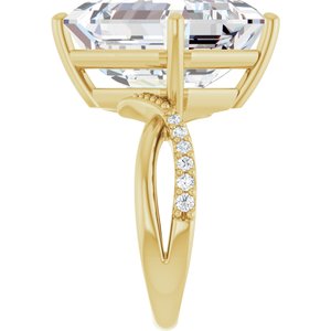 14K Yellow Gold 15x13 mm Emerald Ring Mounting – image 7