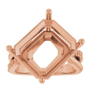 14K Rose Gold 15x13 mm Emerald Ring Mounting – image 6