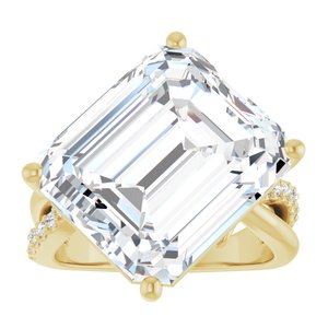 18K Yellow Gold 15x13 mm Emerald Ring Mounting – image 5