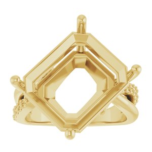 18K Yellow Gold 15x13 mm Emerald Ring Mounting – image 6