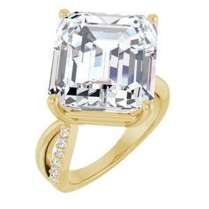 18K Yellow Gold 15x13 mm Emerald Ring Mounting