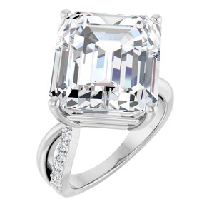10K White Gold 15x13 mm Emerald Ring Mounting