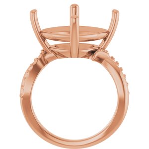 18K Rose Gold 14x14 mm Cushion Ring Mounting – image 4
