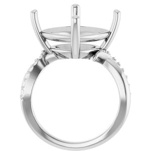 14K White Gold 14x14 mm Cushion Ring Mounting – image 4