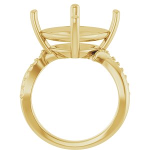 10K Yellow Gold 14x14 mm Cushion Ring Mounting – image 4