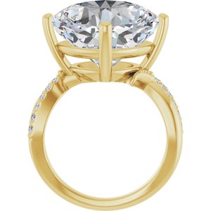 14K Yellow Gold 14x14 mm Cushion Ring Mounting – image 3
