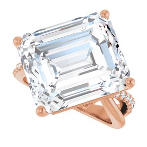 18K Rose Gold 15x13 mm Emerald Ring Mounting – image 8