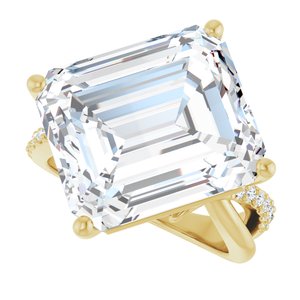 14K Yellow Gold 15x13 mm Emerald Ring Mounting – image 8