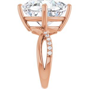 18K Rose Gold 14x14 mm Cushion Ring Mounting – image 7