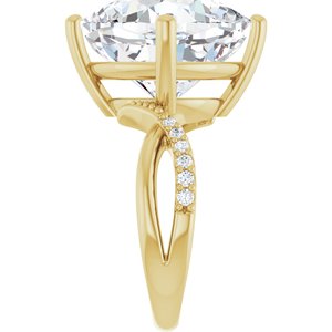 14K Yellow Gold 14x14 mm Cushion Ring Mounting – image 7