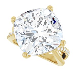 14K Yellow Gold 14x14 mm Cushion Ring Mounting – image 8