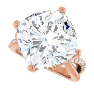 14K Rose Gold 14x14 mm Cushion Ring Mounting – image 8